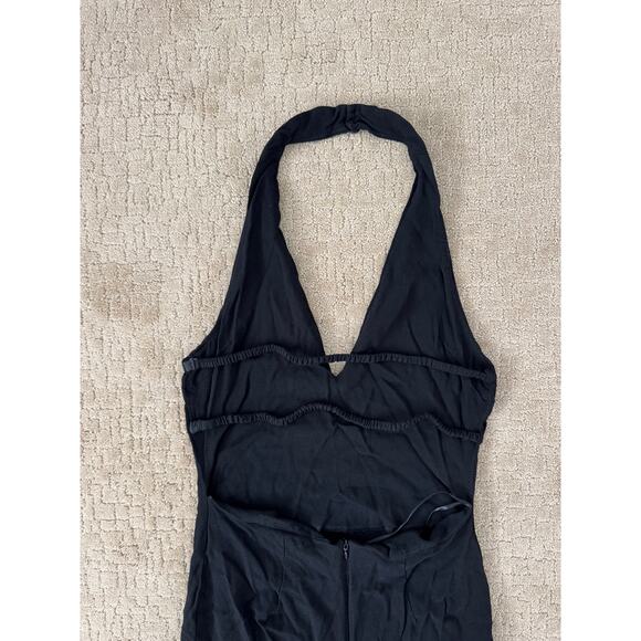 Reformation Ennis Open Back Halter Maxi Dress Gown Black 6 - Picture 6 of 7